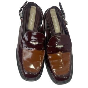 Franco Sarto Giada Wine Patent Leather Sling Back Penny Loafers Shoes 5